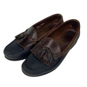 Allen Edmonds Nashua Loafers Men's 10 Brown Black Leather Tassels Slip On Shoe